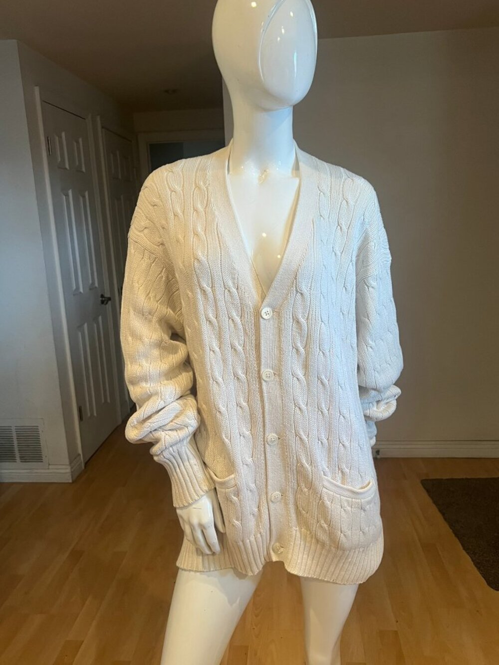 VTG 90'S POLO RALPH LAUREN COTTON OVERSIZE CARDIGAN SWEATER SZ XL XLARGE